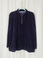 Load image into Gallery viewer, Retro 90s 1/4 zip purple velveteen minimalist jumper top
