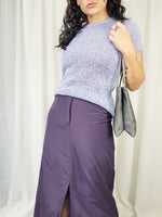 Load image into Gallery viewer, Retro 90s minimalist lilac cable knitted short sleeve top
