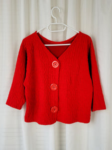 Vintage 90s red corrugated half sleeve minimalist top