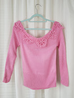 Load image into Gallery viewer, Vintage 90s handmade pink knit off shoulder sweater top
