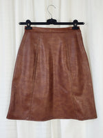 Load image into Gallery viewer, Vintage 90s brown faux leather midi A line skirt
