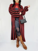 Load image into Gallery viewer, Vintage 80s vine red knitted long striped cardigan
