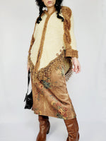 Load image into Gallery viewer, Vintage 90s brown fluffy knit zipped hoodie cape
