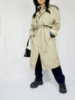 Load image into Gallery viewer, Vintage 80s grey long belted Dads trench coat
