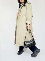 Load image into Gallery viewer, Vintage 80s grey long belted Dads trench coat

