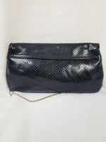 Load image into Gallery viewer, Vintage 80s black reptile print envelope chain bag
