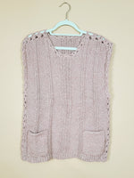 Load image into Gallery viewer, Retro 90s minimalist lilac pink cable knitted vest jumper
