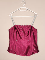 Load image into Gallery viewer, Vintage Y2K 00s handmade beaded vine red corset top
