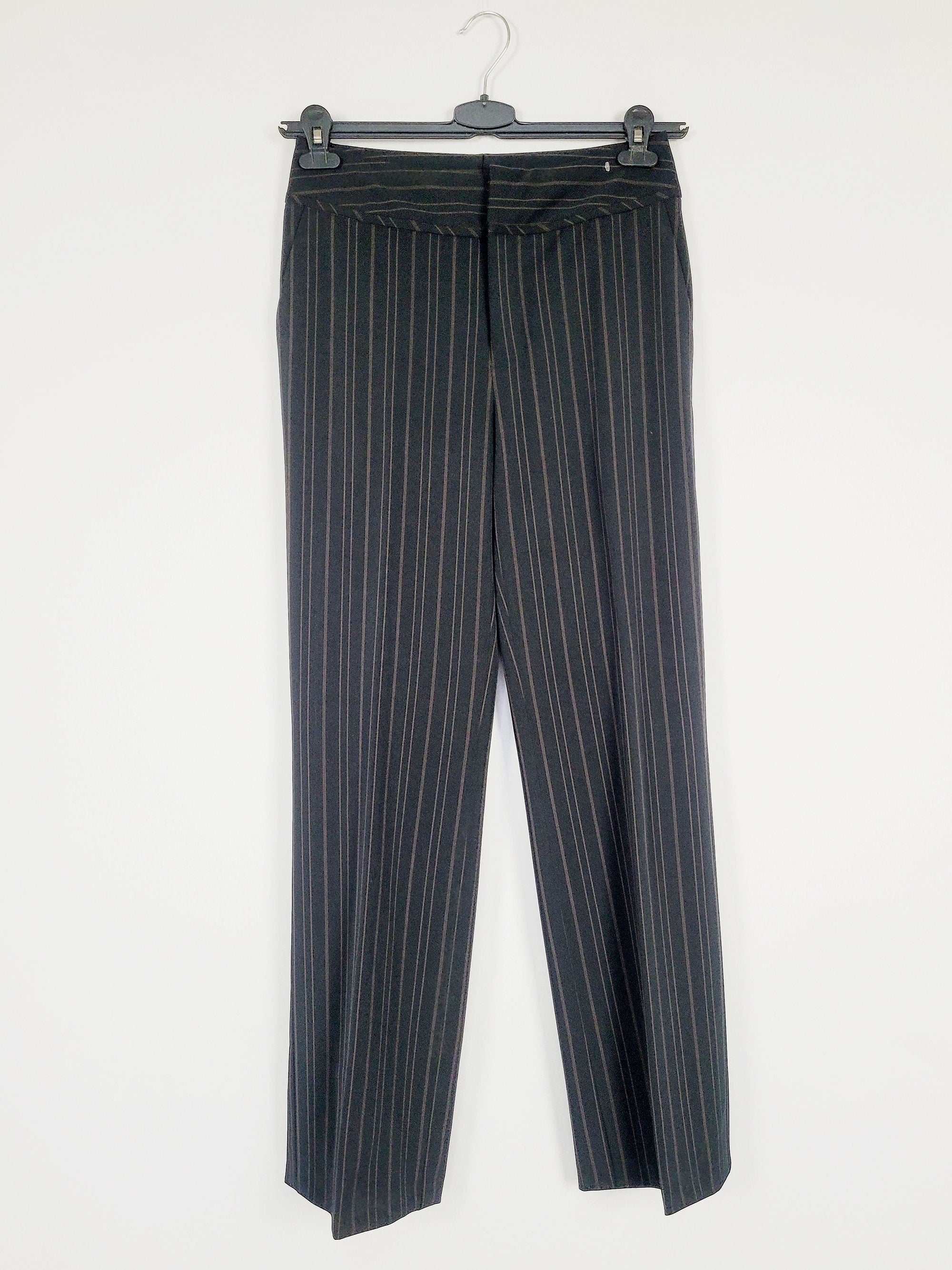 Y2K black striped formal medium waist straight pants