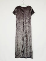 Load image into Gallery viewer, Vintage 90s grey shimmer velveteen minimalist maxi dress
