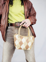 Load image into Gallery viewer, Vintage 00s Y2K beige brown argyle print hand bag
