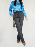 Load image into Gallery viewer, Y2K black striped formal medium waist straight pants
