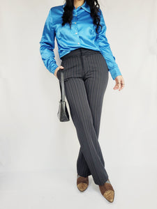 Y2K black striped formal medium waist straight pants