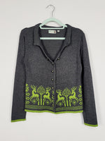 Load image into Gallery viewer, Vintage 90s Christmas deer print grey button down cardigan
