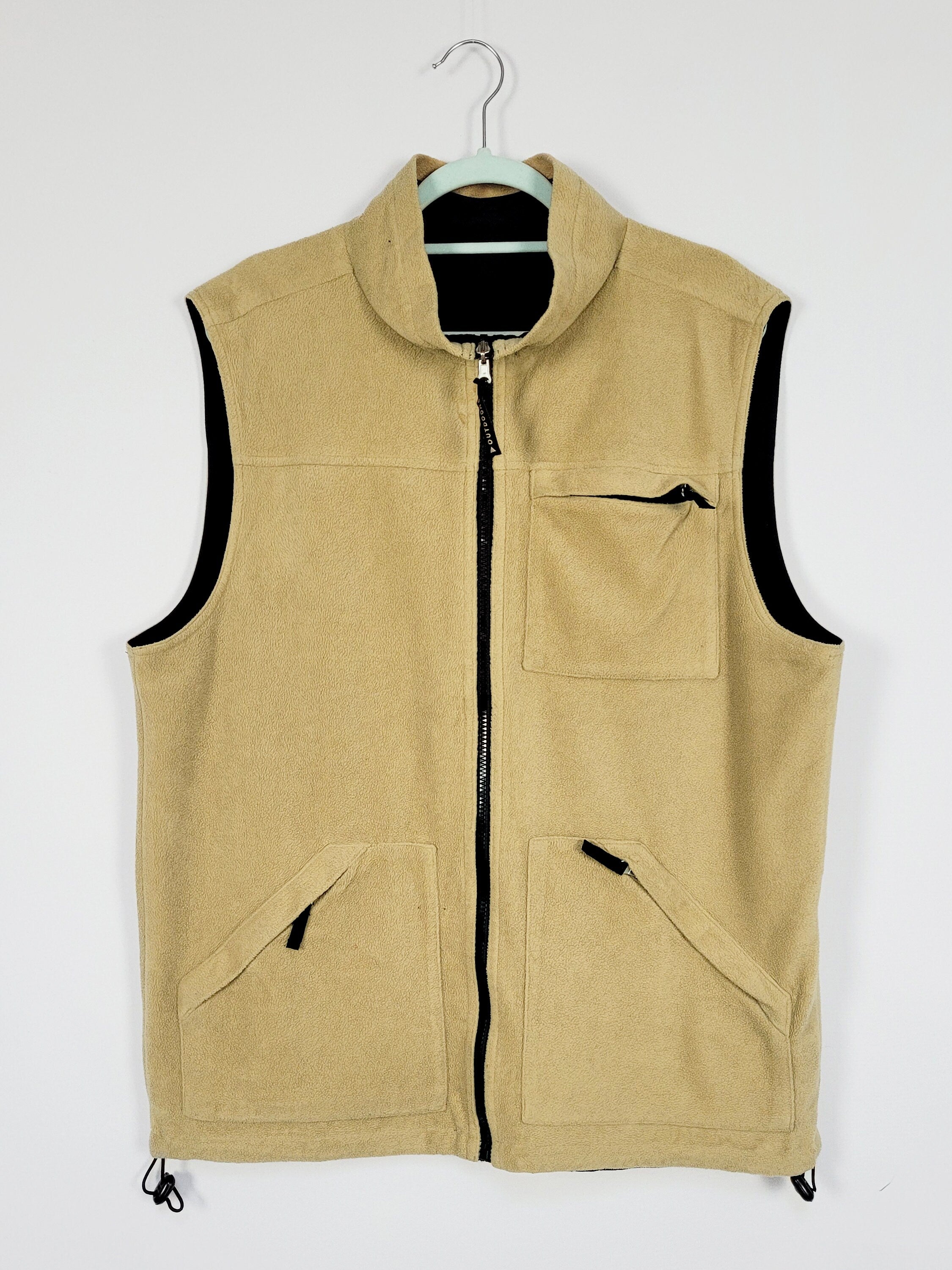 Retro 90s reversible black & beige combo vest gilet