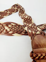 Load image into Gallery viewer, Vintage 90s brown leather rope woven wide belt
