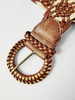 Load image into Gallery viewer, Vintage 90s brown leather rope woven wide belt
