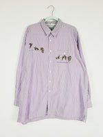 Load image into Gallery viewer, 90s purple striped parrot embroidery minimalist shirt
