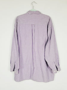 90s purple striped parrot embroidery minimalist shirt