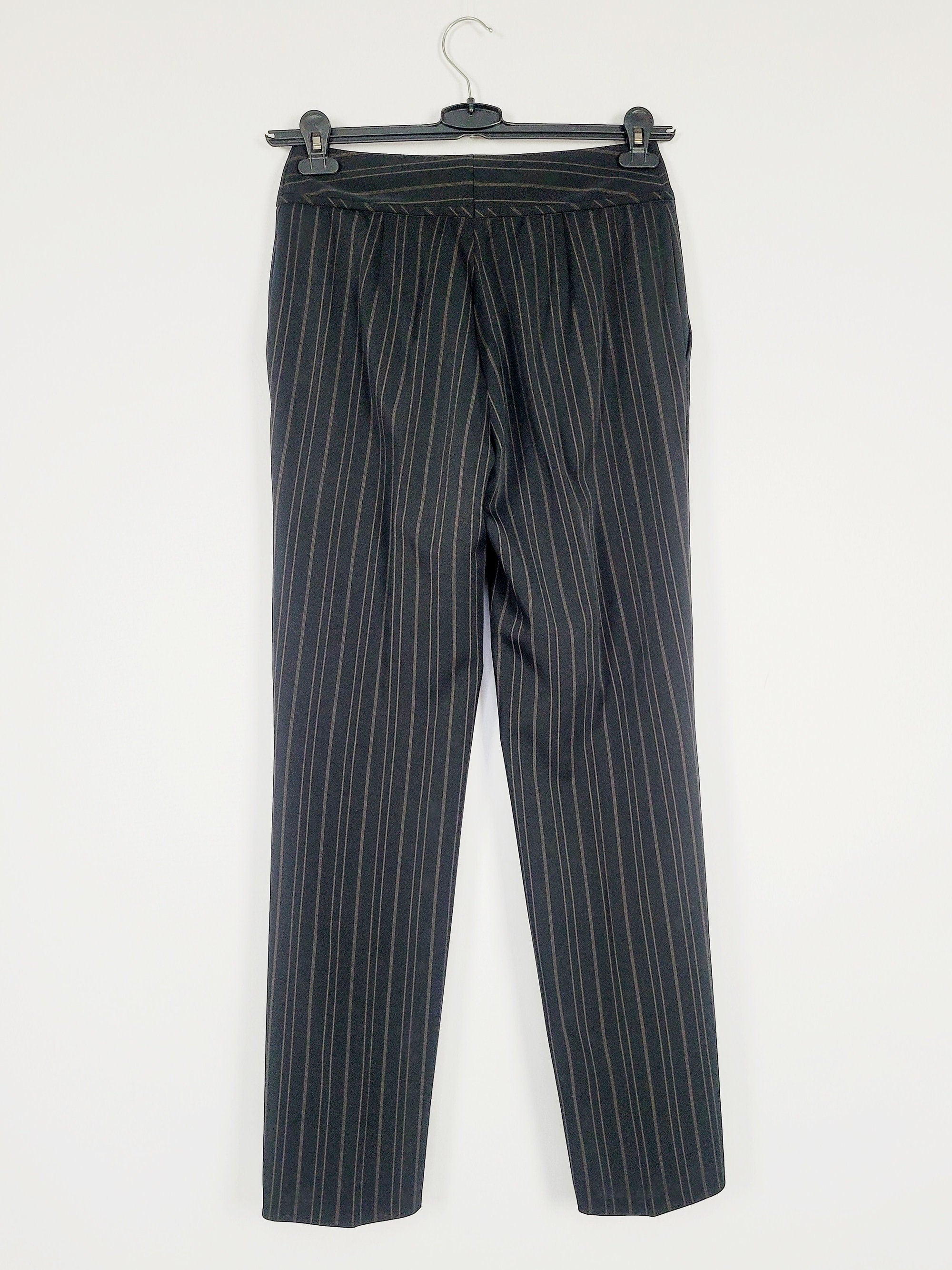 Y2K black striped formal medium waist straight pants