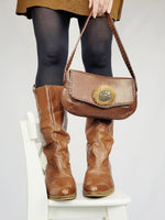 Load image into Gallery viewer, Vintage 90s brown leather Western shoulder handbag
