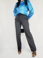 Load image into Gallery viewer, Y2K black striped formal medium waist straight pants
