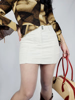 Load image into Gallery viewer, Y2K 00s cream white corduroy minimalist mini skirt
