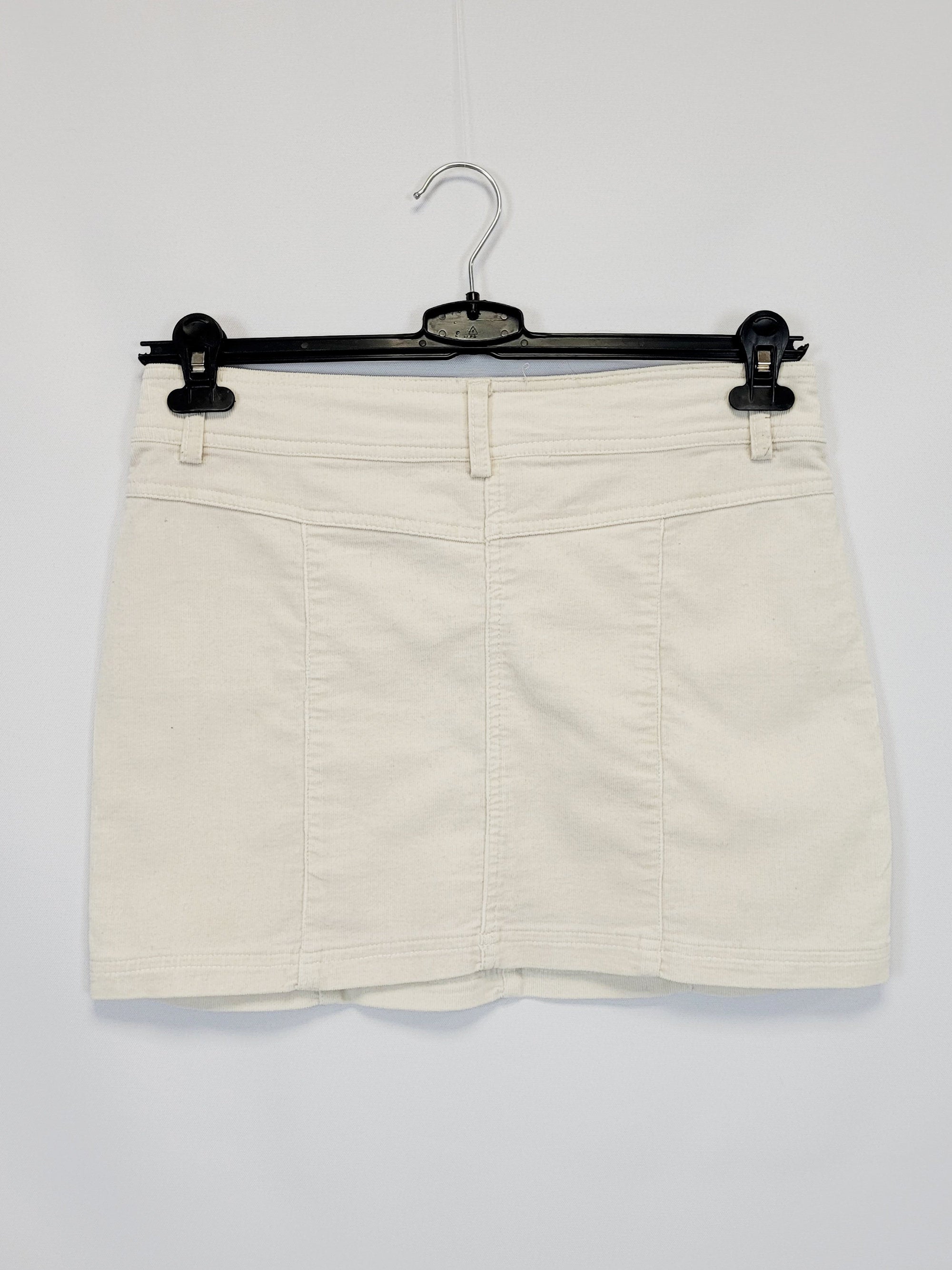Y2K 00s cream white corduroy minimalist mini skirt