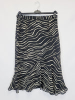 Load image into Gallery viewer, Y2K 00s black white zebra print flare mermaid midi skirt
