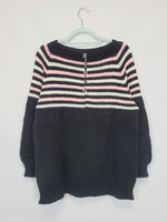 Load image into Gallery viewer, 90s retro handmade knit black striped oversized jumper top
