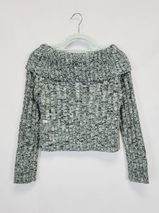 Y2K 00s vintage grey jazzy knitted minimalist jumper top