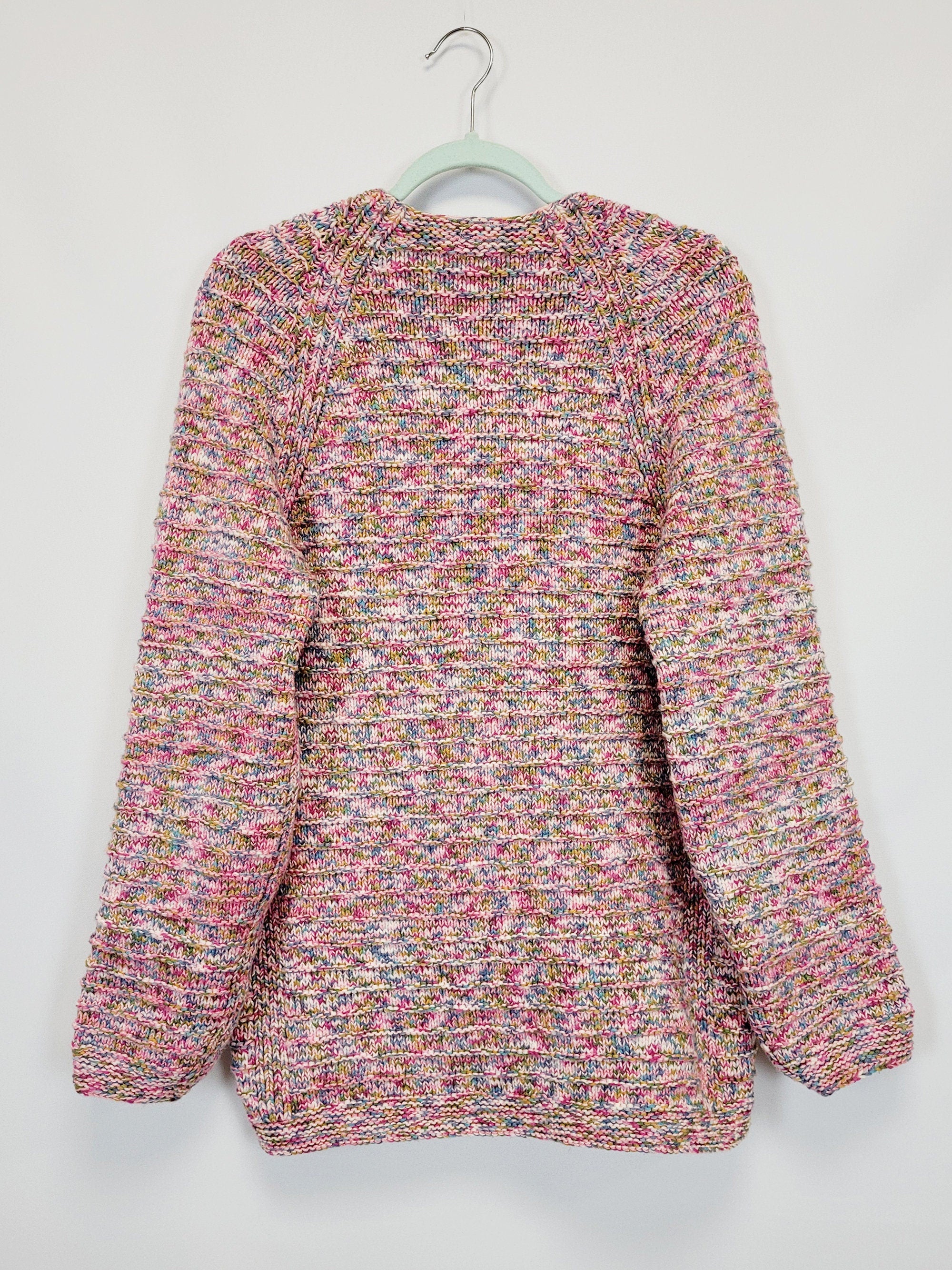 90s handmade colorful jazzy cable knit oversize cardigan