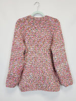 Load image into Gallery viewer, 90s handmade colorful jazzy cable knit oversize cardigan
