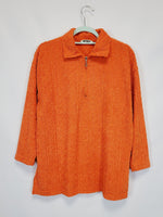 Load image into Gallery viewer, 90s orange terry cloth minimalist quarter zip sweatshirt

