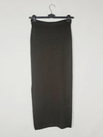 Load image into Gallery viewer, 90s vintage brown wool knit minimalist side split maxi skirt
