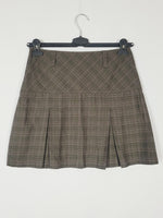 Load image into Gallery viewer, 00s Y2K brown checked minimalist pleated Grunge mini skirt
