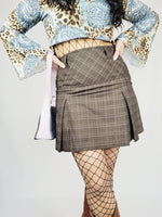 Load image into Gallery viewer, 00s Y2K brown checked minimalist pleated Grunge mini skirt
