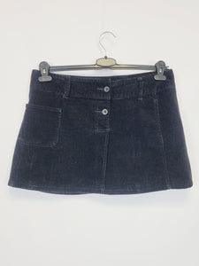 Y2K 00s black wrap corduroy minimalist mini Preppy skirt