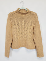 Load image into Gallery viewer, 90s handmade brown chunky minimalist slouchy jumper top
