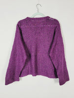 Load image into Gallery viewer, 90s handmade purple jazzy knit minimalist oversize jumper
