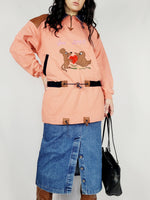 Load image into Gallery viewer, 90s retro pink long cute quarter zip sweatshirt
