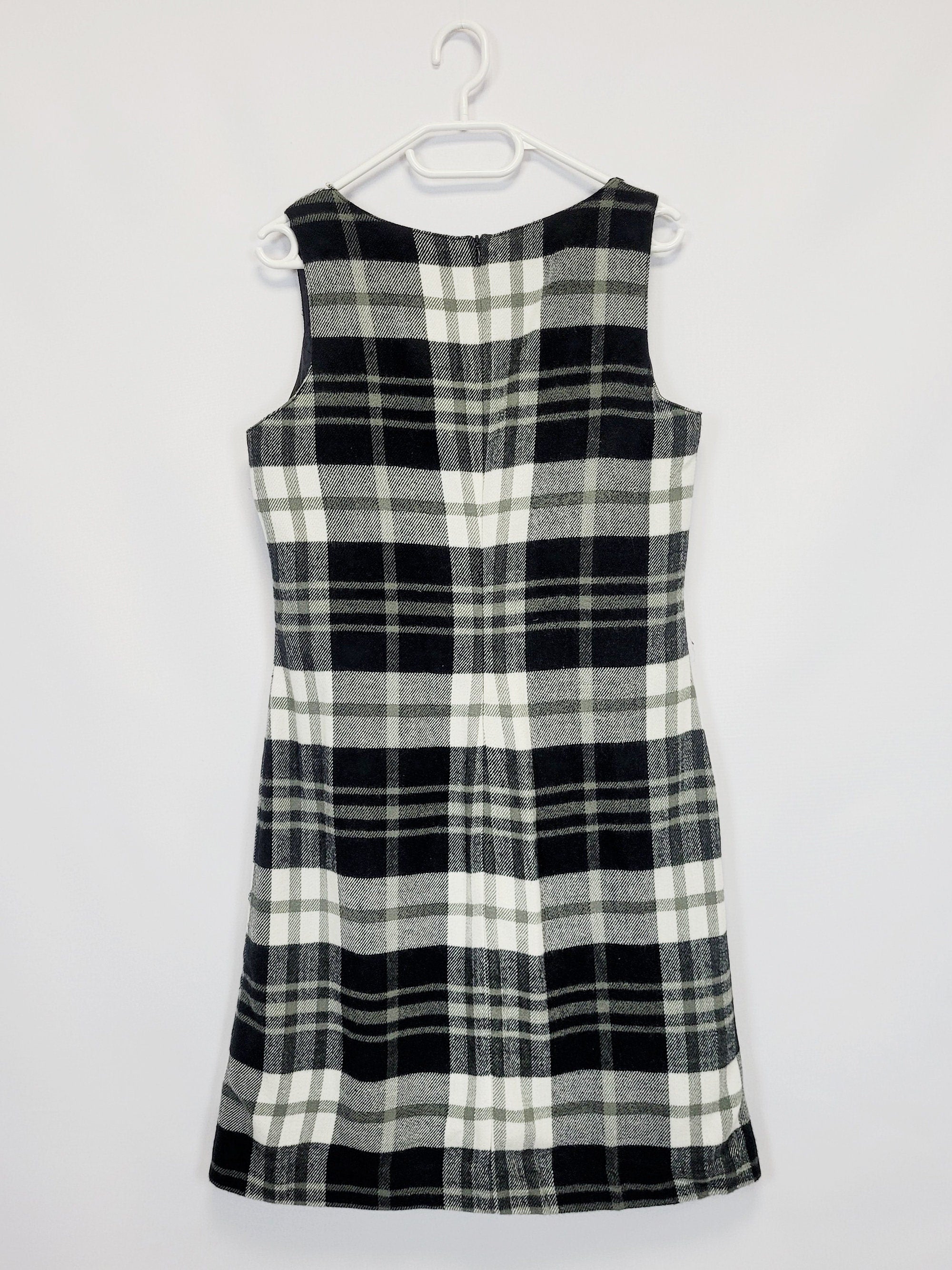 Y2K 00s monochrome check smart minimalist mini shift dress