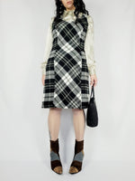 Load image into Gallery viewer, Y2K 00s monochrome check smart minimalist mini shift dress
