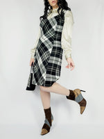 Load image into Gallery viewer, Y2K 00s monochrome check smart minimalist mini shift dress
