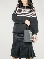 Load image into Gallery viewer, 90s retro handmade knit black striped oversized jumper top
