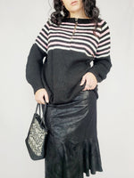 Load image into Gallery viewer, 90s retro handmade knit black striped oversized jumper top
