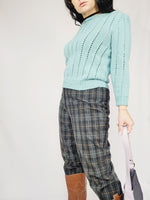 Load image into Gallery viewer, 90s handmade pastel blue knit basic minimalist jumper top
