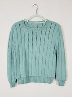 Load image into Gallery viewer, 90s handmade pastel blue knit basic minimalist jumper top
