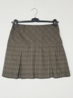 Load image into Gallery viewer, 00s Y2K brown checked minimalist pleated Grunge mini skirt
