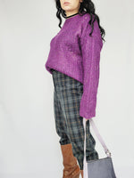 Load image into Gallery viewer, 90s handmade purple jazzy knit minimalist oversize jumper
